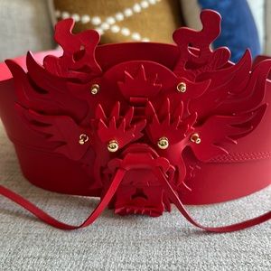 Red dragon belt. Leather. Size: XS/S.